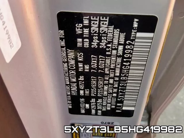 5XYZT3LB5HG419982 фото 2