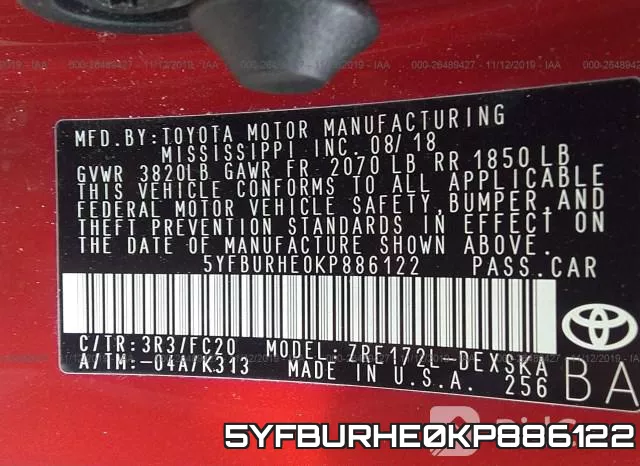 5YFBURHE0KP886122 фото 10