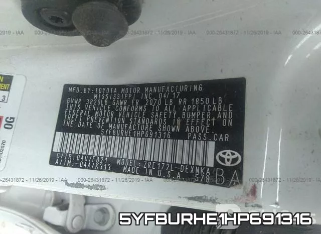 5YFBURHE1HP691316 фото 10