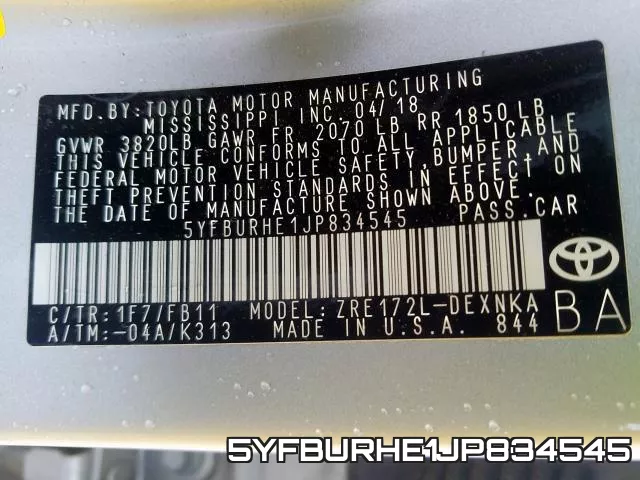 5YFBURHE1JP834545 фото 2