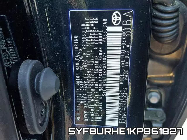 5YFBURHE1KP861827 фото 2