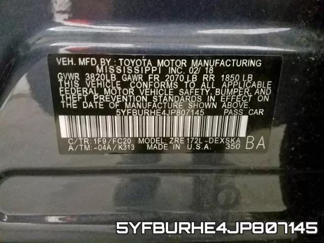 5YFBURHE4JP807145 фото 2