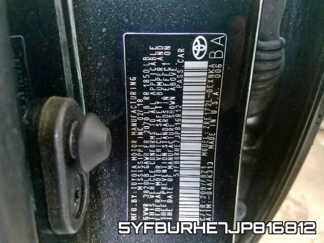 5YFBURHE7JP816812 фото 2