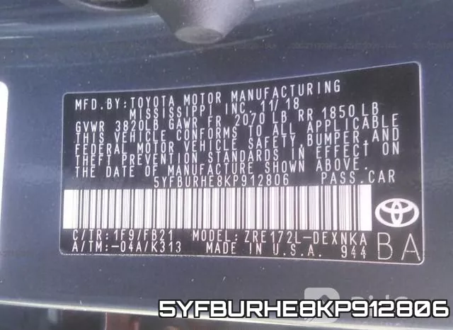 5YFBURHE8KP912806 фото 10