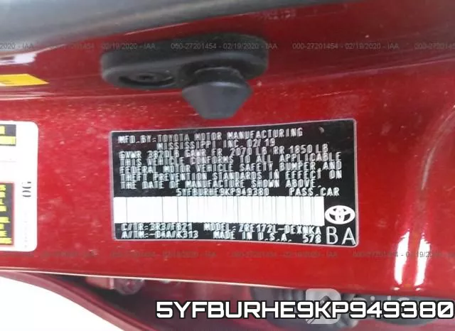 5YFBURHE9KP949380 фото 10
