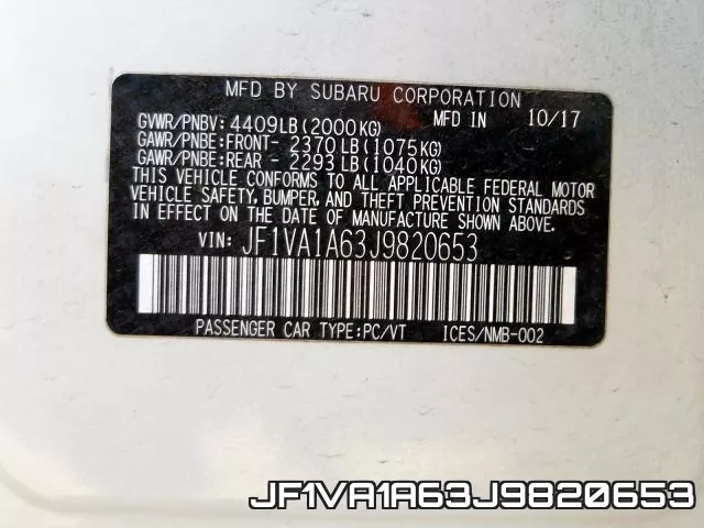 JF1VA1A63J9820653 фото 2