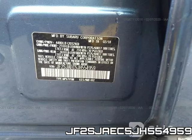 JF2SJAEC5JH554959 фото 10