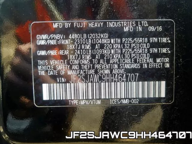 JF2SJAWC9HH464707 фото 2