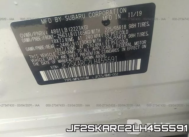 JF2SKARC2LH455591 фото 10