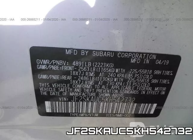 JF2SKAUC5KH542732 фото 10