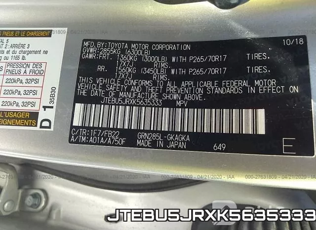 JTEBU5JRXK5635333 фото 10