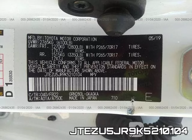 JTEZU5JR9K5210104 фото 10