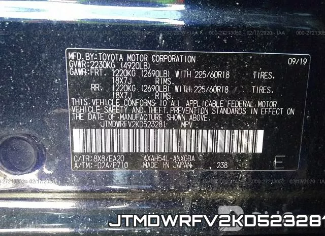 JTMDWRFV2KD523281 фото 10