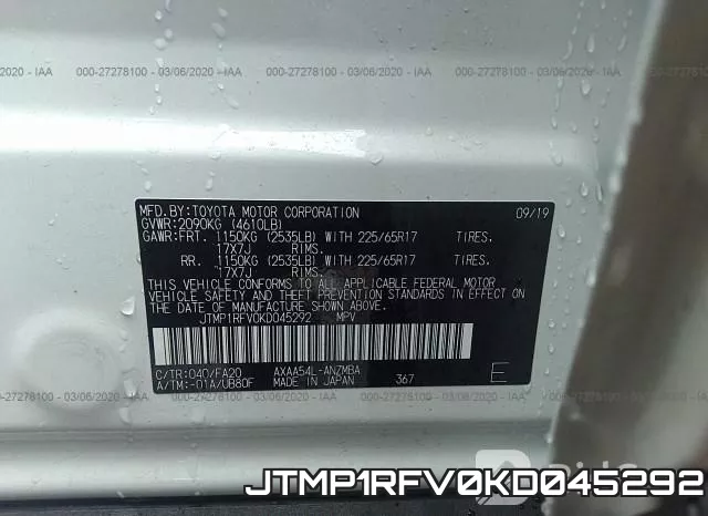 JTMP1RFV0KD045292 фото 10