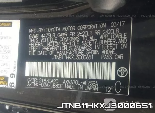 JTNB11HKXJ3000651 фото 10