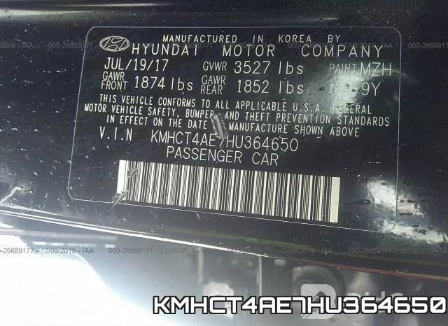 KMHCT4AE7HU364650 фото 10