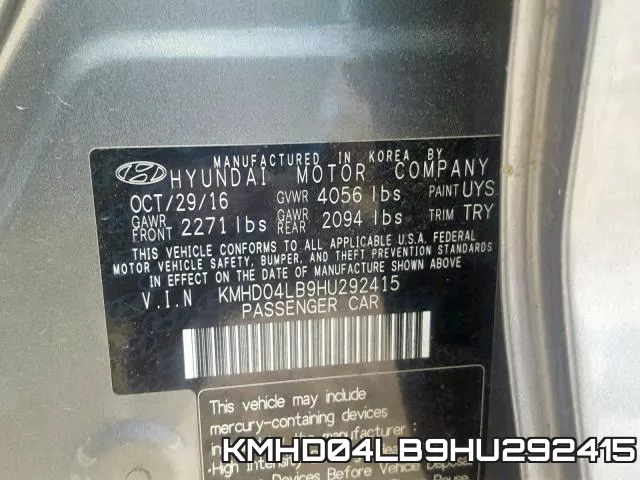 KMHD04LB9HU292415 фото 2