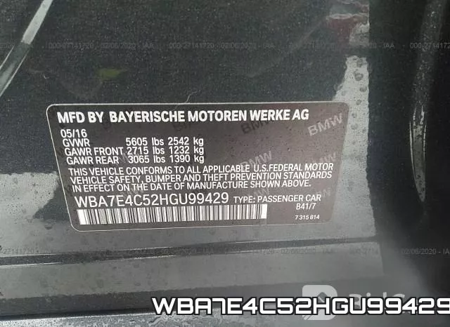 WBA7E4C52HGU99429 фото 10