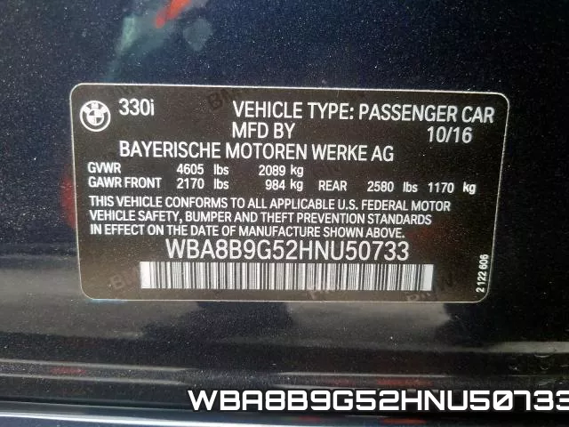 WBA8B9G52HNU50733 фото 2
