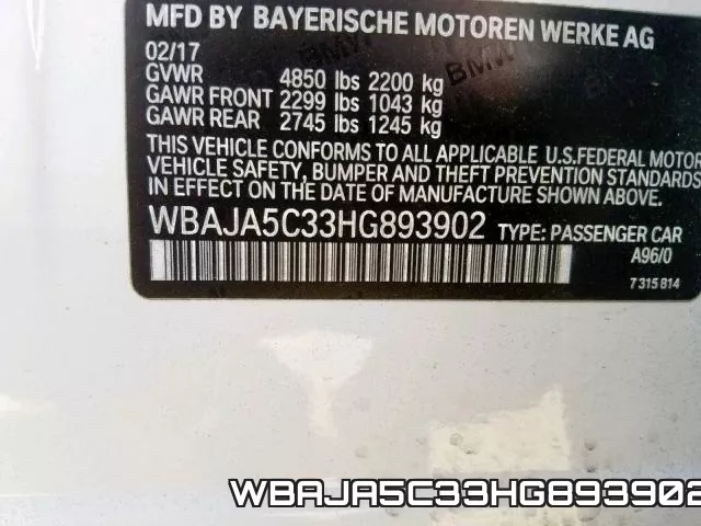 WBAJA5C33HG893902 фото 2