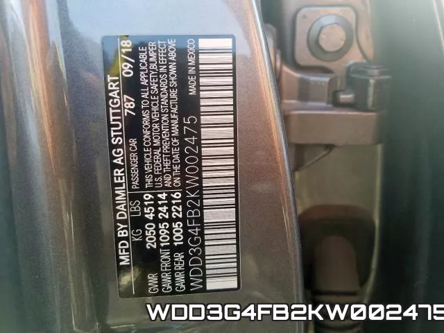 WDD3G4FB2KW002475 фото 2