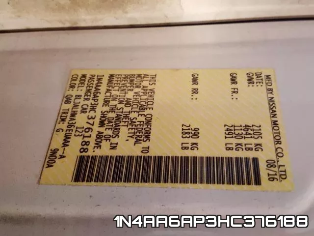1N4AA6AP3HC376188 фото 2