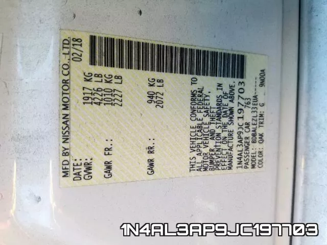 1N4AL3AP9JC197703 фото 2