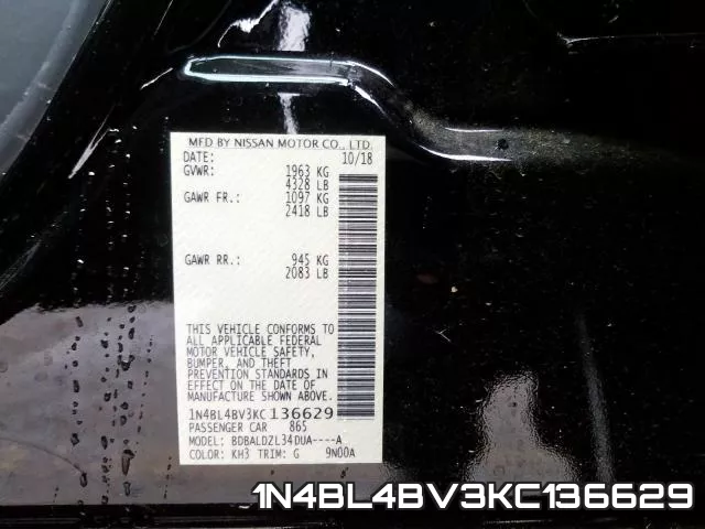 1N4BL4BV3KC136629 фото 2