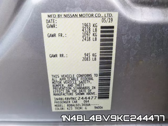 1N4BL4BV9KC244477 фото 2