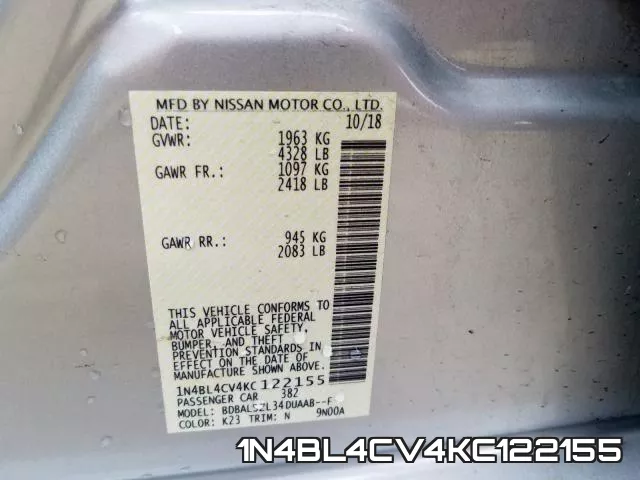 1N4BL4CV4KC122155 фото 2