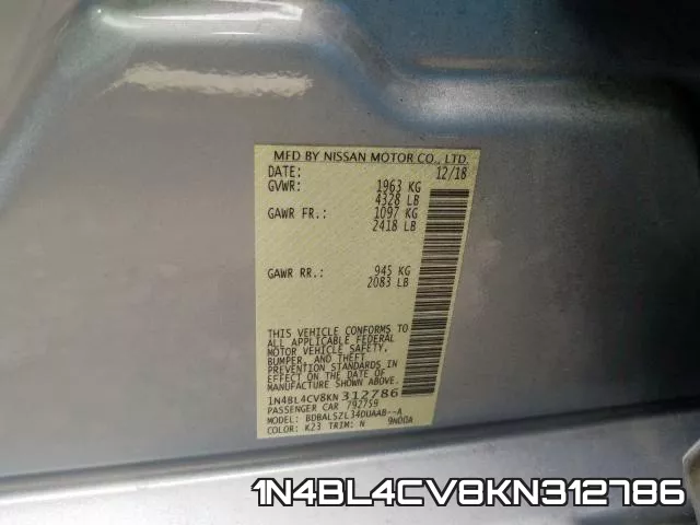 1N4BL4CV8KN312786 фото 2