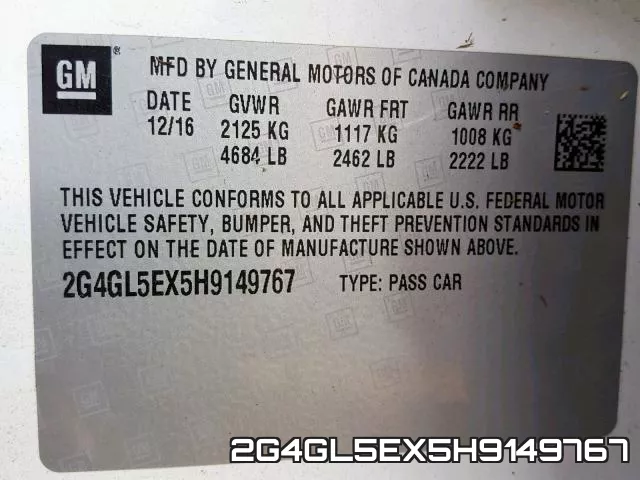 2G4GL5EX5H9149767 фото 2