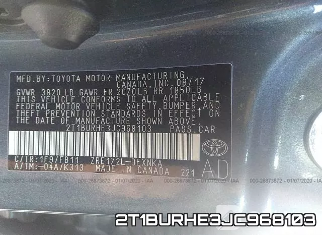 2T1BURHE3JC968103 фото 10
