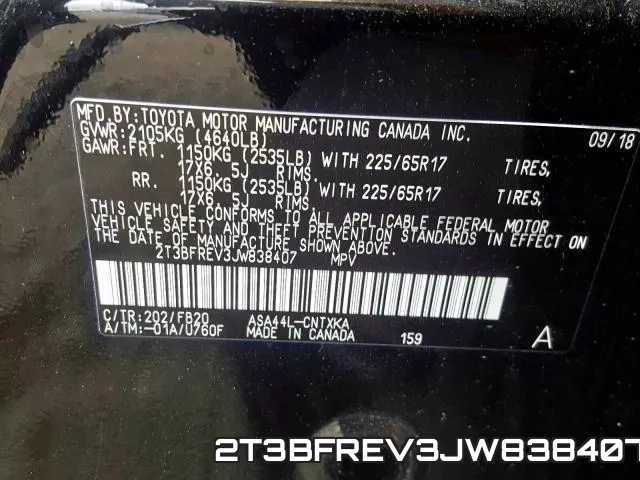 2T3BFREV3JW838407 фото 2