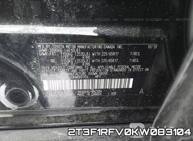 2T3F1RFV0KW083104 фото 10
