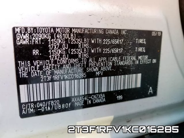 2T3F1RFV1KC016285 фото 2