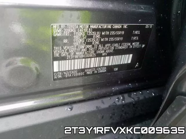 2T3Y1RFVXKC009635 фото 2
