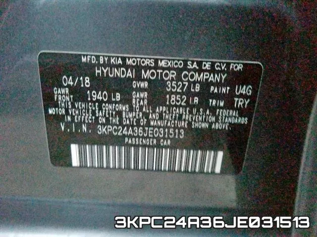 3KPC24A36JE031513 фото 2
