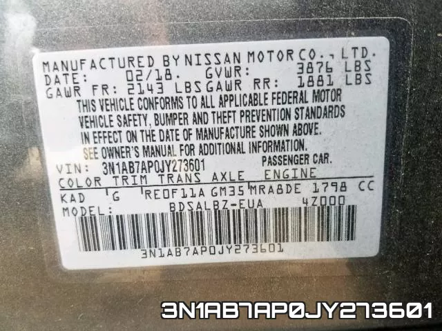 3N1AB7AP0JY273601 фото 2