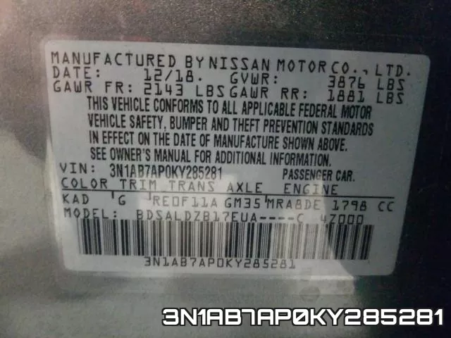3N1AB7AP0KY285281 фото 2