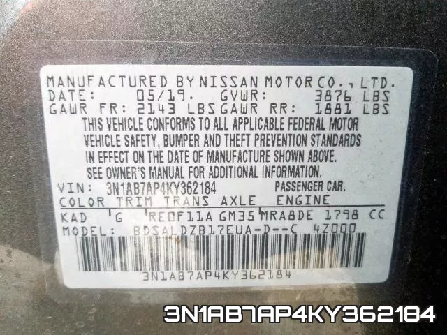 3N1AB7AP4KY362184 фото 2