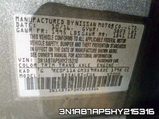 3N1AB7AP5HY215316 фото 2