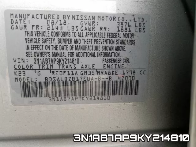 3N1AB7AP9KY214810 фото 2