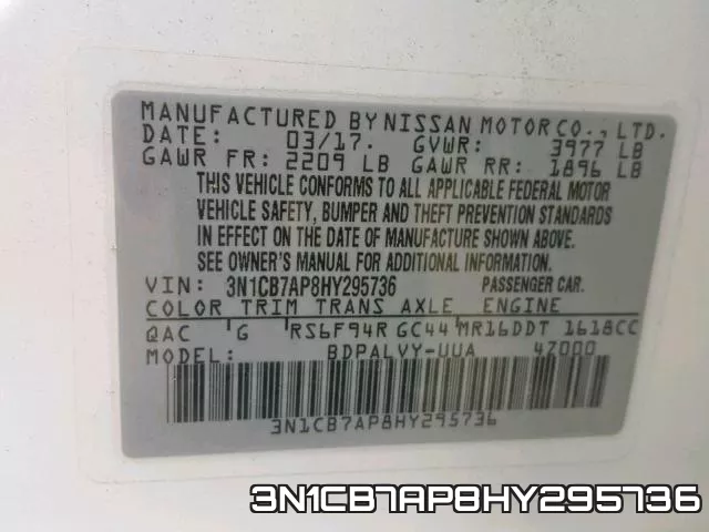 3N1CB7AP8HY295736 фото 2