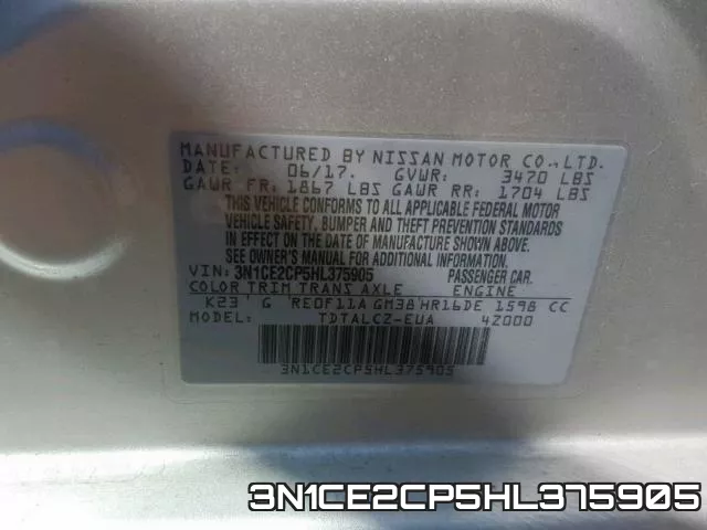 3N1CE2CP5HL375905 фото 2