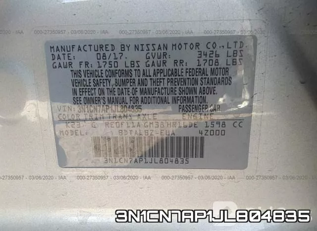 3N1CN7AP1JL804835 фото 10
