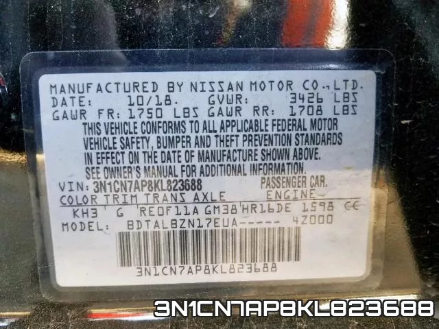 3N1CN7AP8KL823688 фото 2