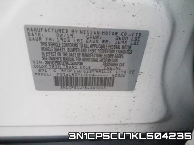 3N1CP5CU7KL504235 фото 2