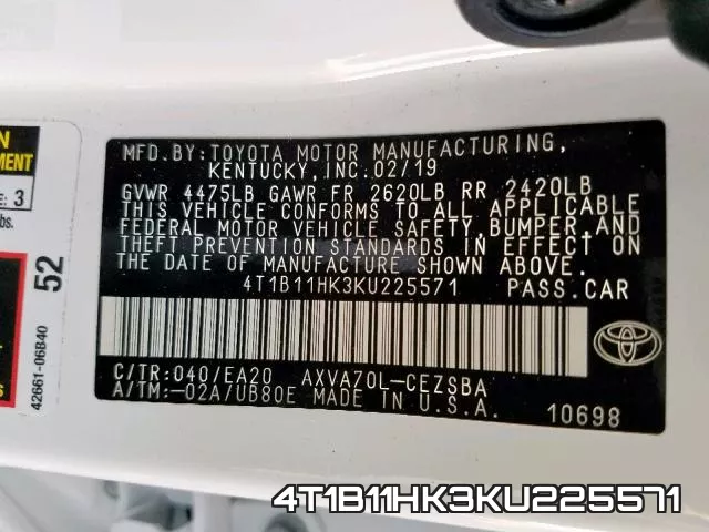 4T1B11HK3KU225571 фото 2
