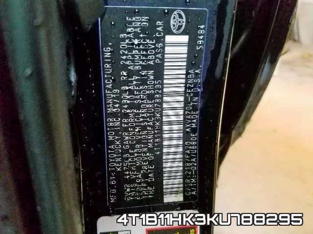 4T1B11HK3KU788295 фото 2
